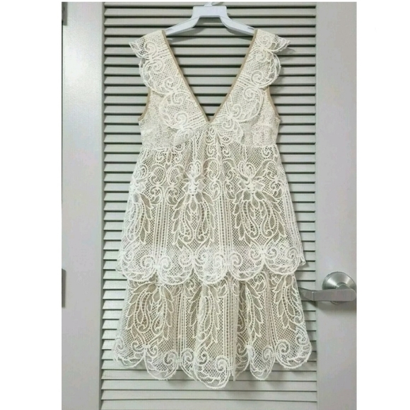 **SOLD** NWT SugarLips Lace Tiered Dress, White, Sz. Small - Picture 2 of 9